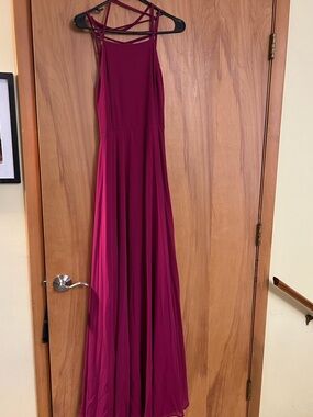 Lulu's Fuchsia Strappy Halter Maxi Dress